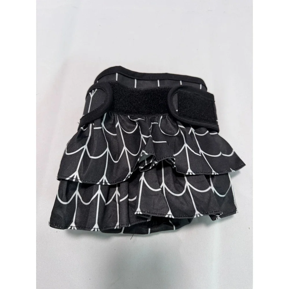 Vuncessin Female Dog Diaper Ruffle Skirt Black White Geometric Print Large